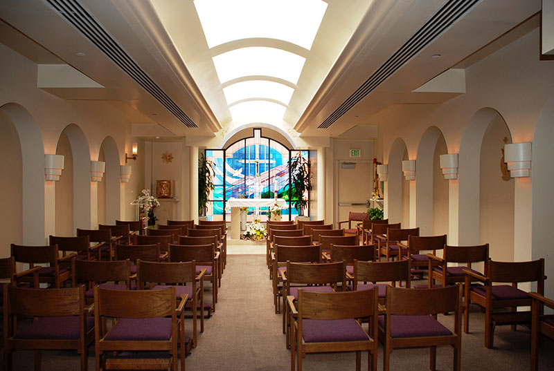Interior of cozy, beautiful indoor chapel