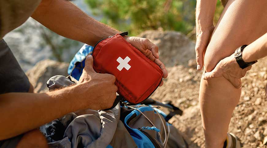 Grabbing a First aid pack while Hiking